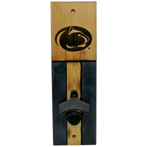 all mount bottle opener with wood burned Penn State Athletic Logo
